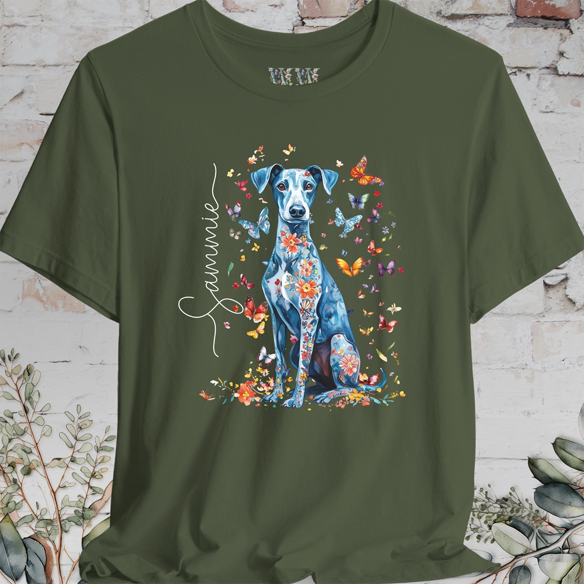 Whippet #2 Floral Personalized T shirt
