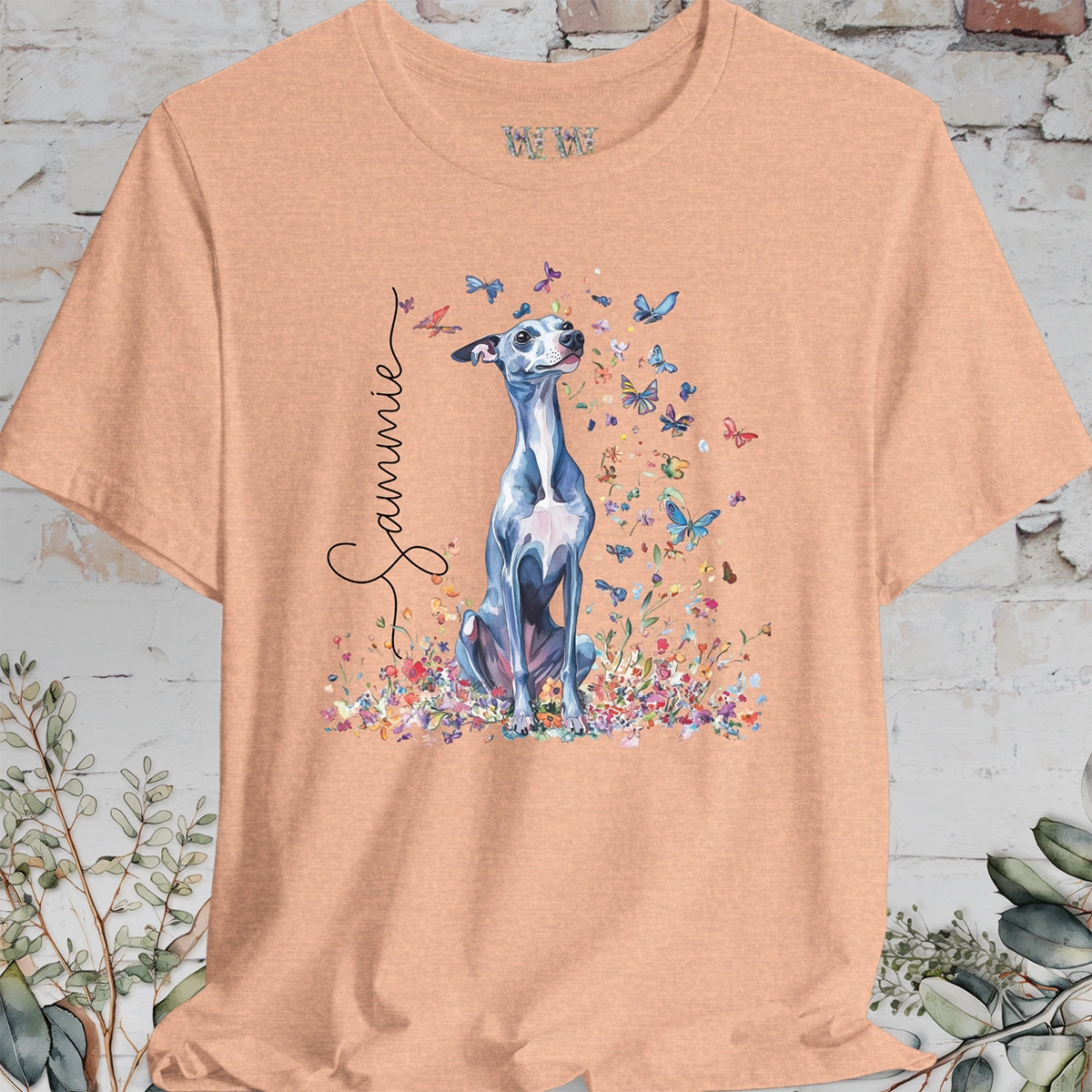 Whippet #3 Floral Personalized T shirt
