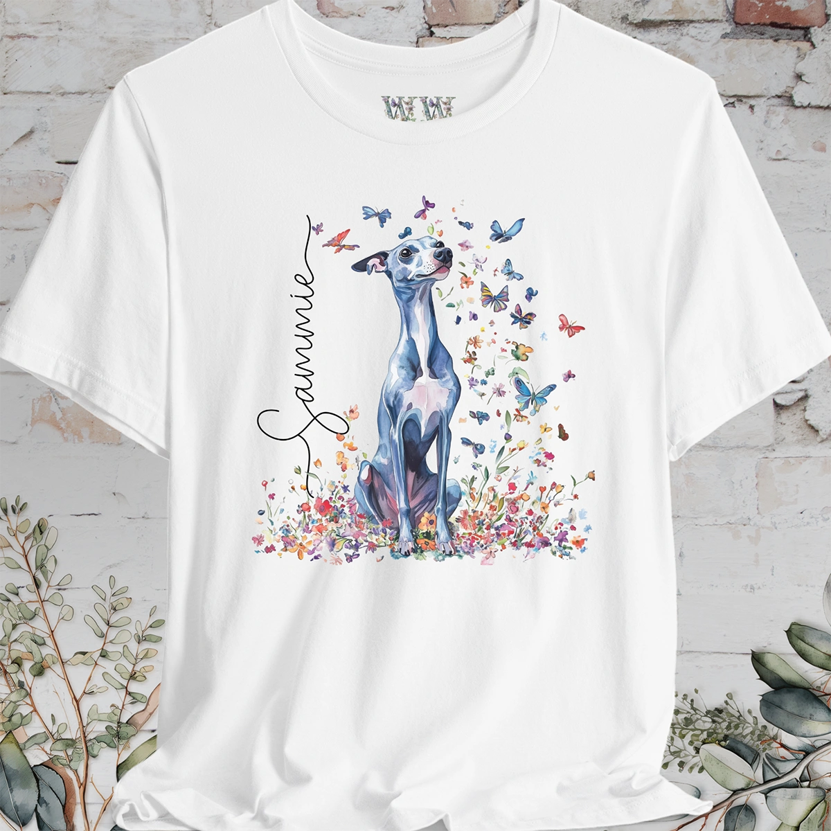 Whippet #3 Floral Personalized T shirt