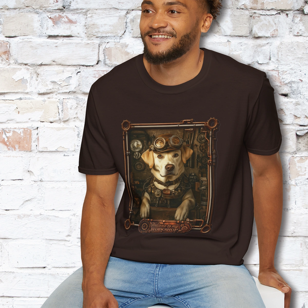 Steampunk Blonde Labrador Unisex T shirt