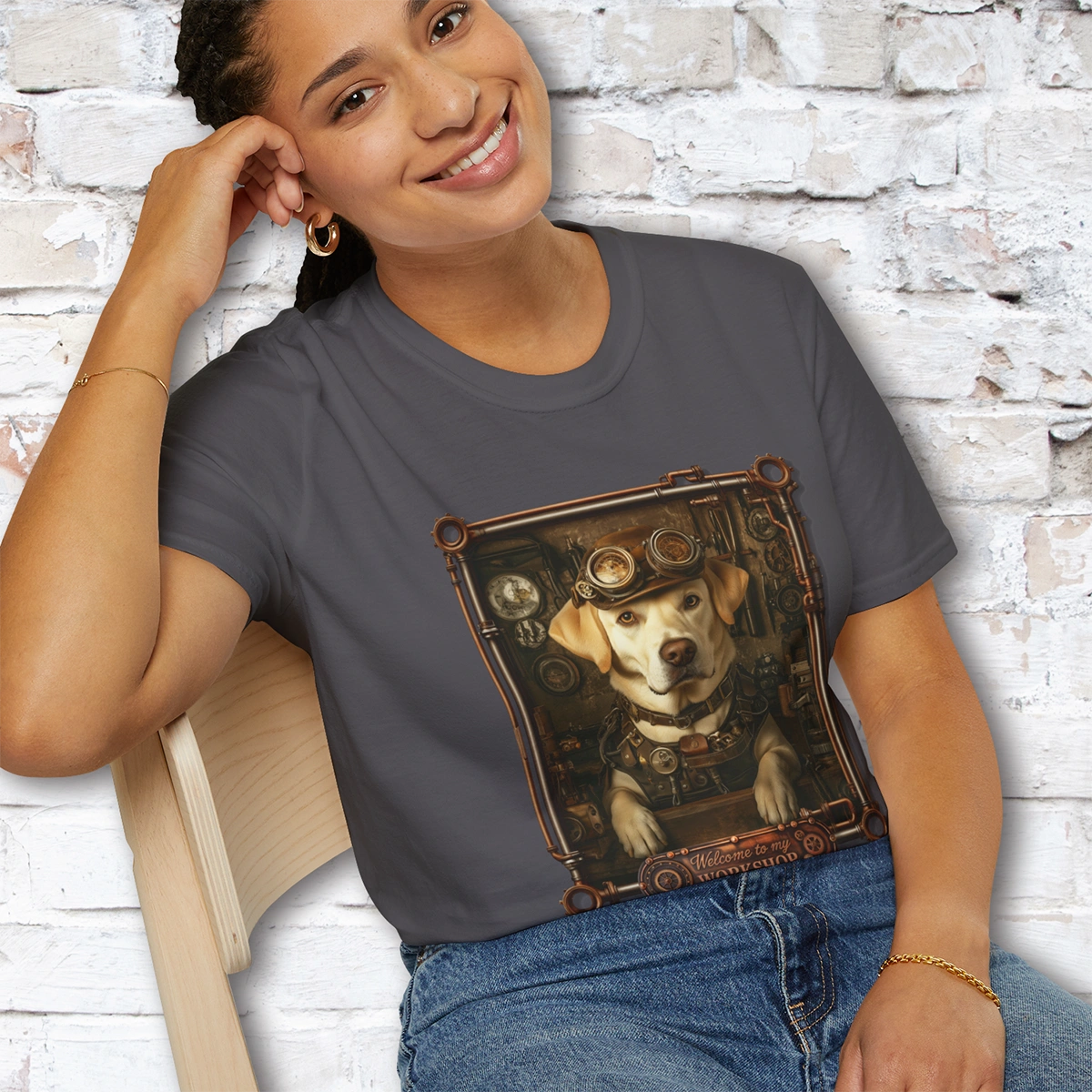 Steampunk Blonde Labrador Unisex T shirt