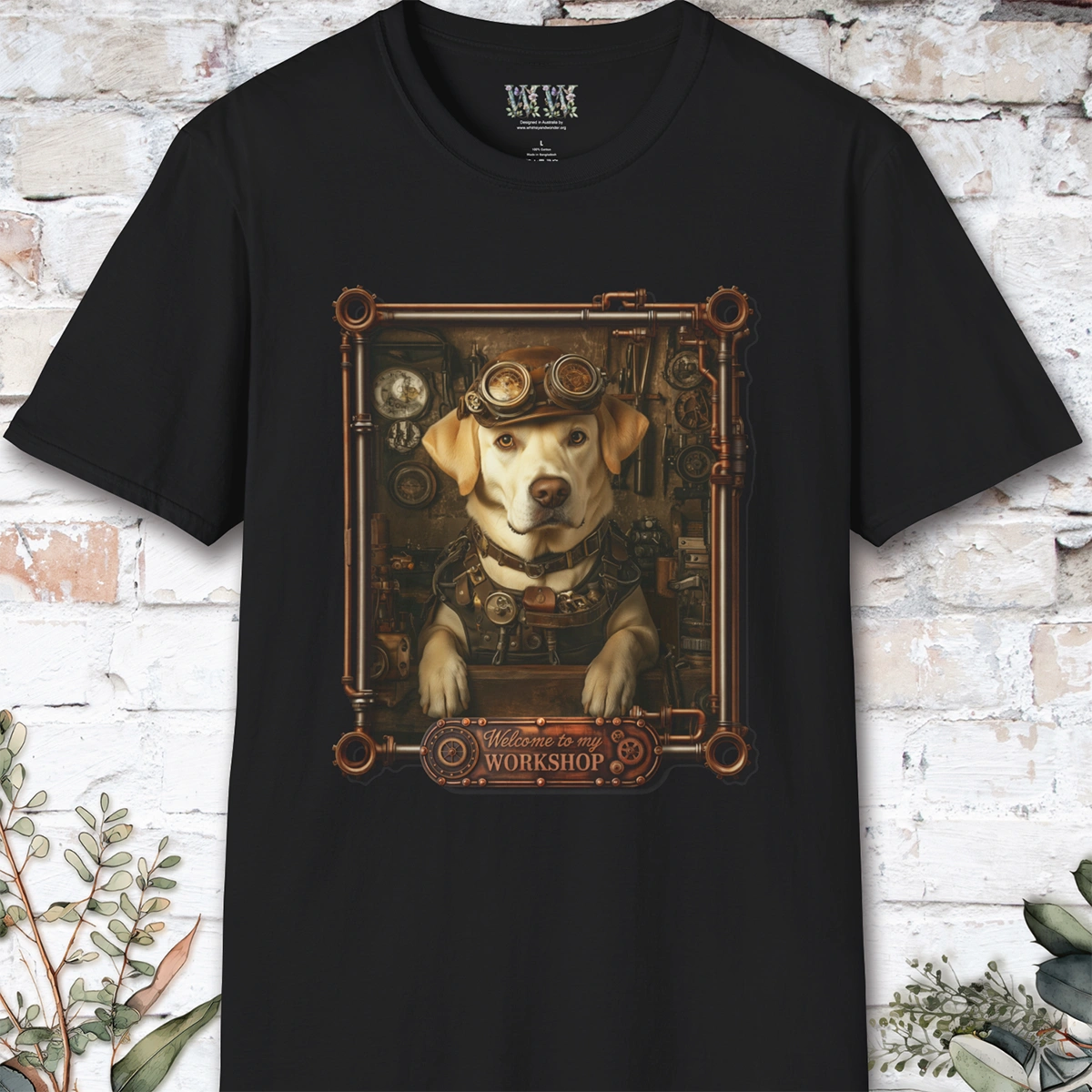 Steampunk Blonde Labrador Unisex T shirt