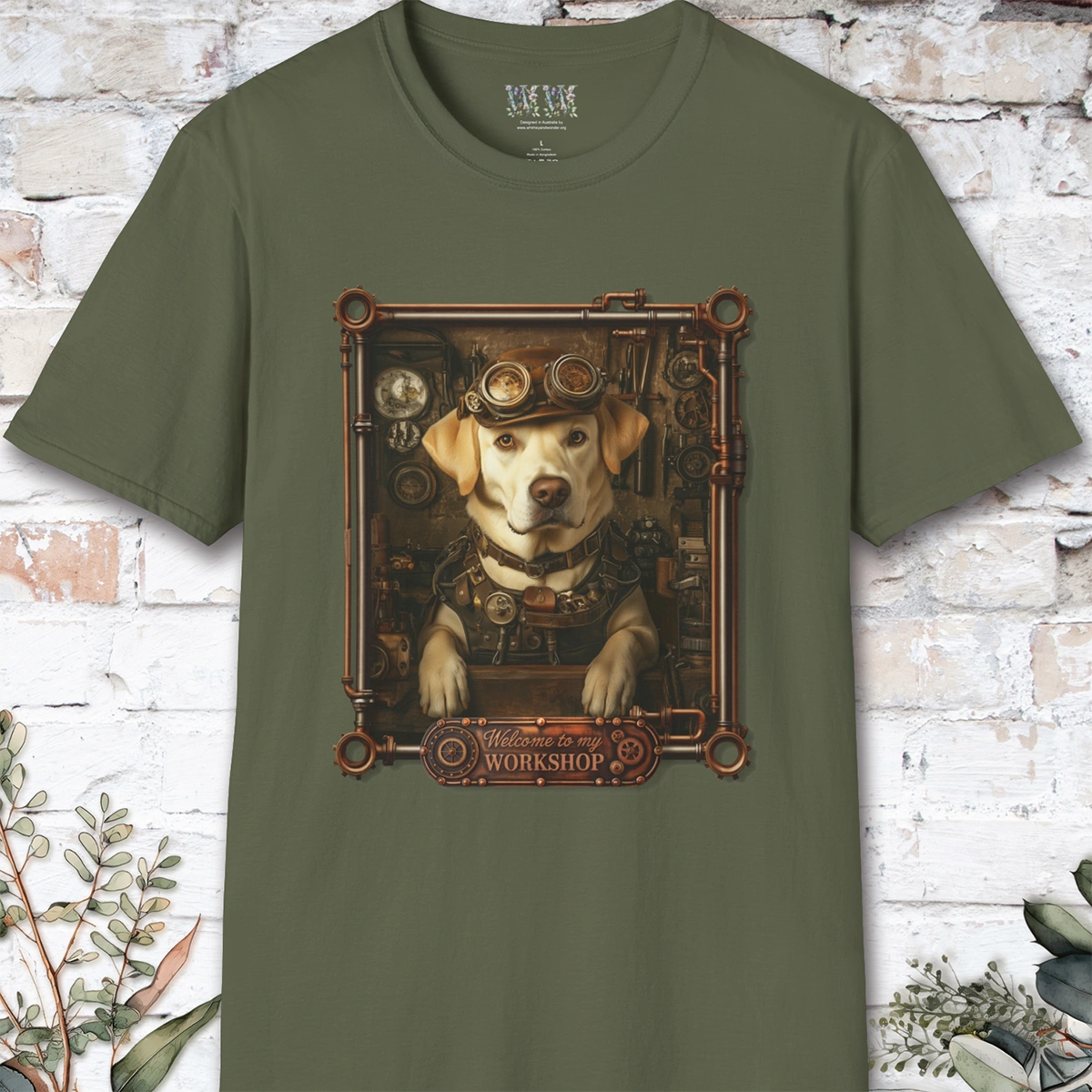 Steampunk Blonde Labrador Unisex T shirt