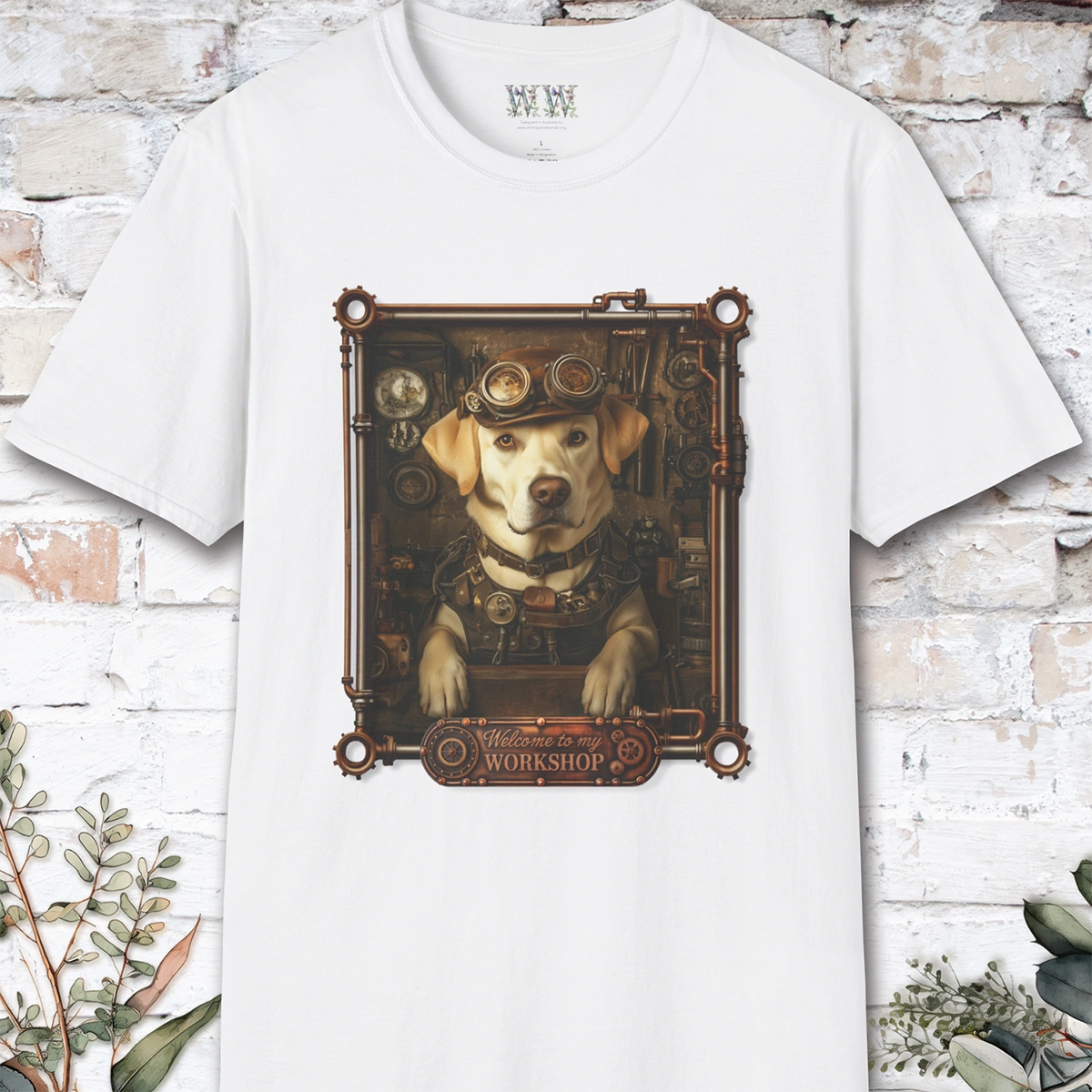 Steampunk Blonde Labrador Unisex T shirt