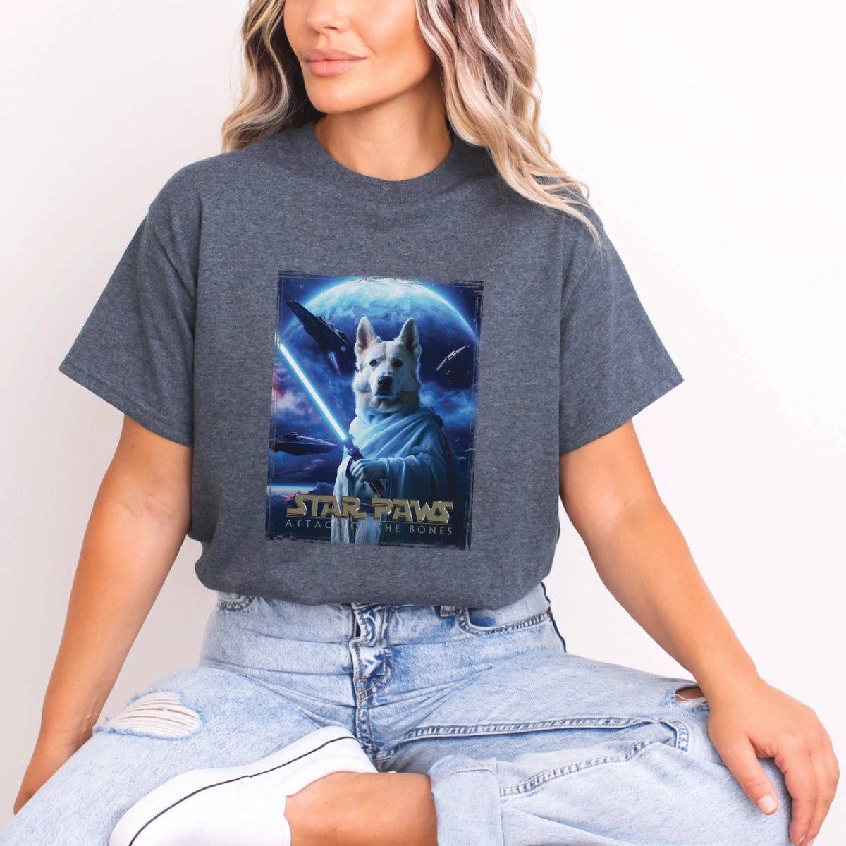 White German Shepherd Star Paws Unisex T shirt