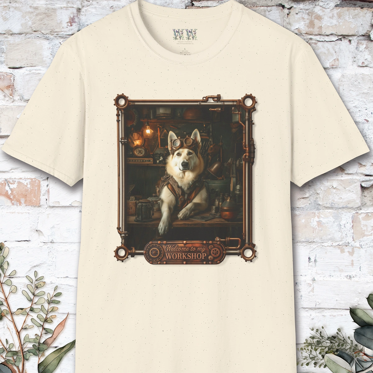 Steampunk White German Shepherd Unisex T shirt