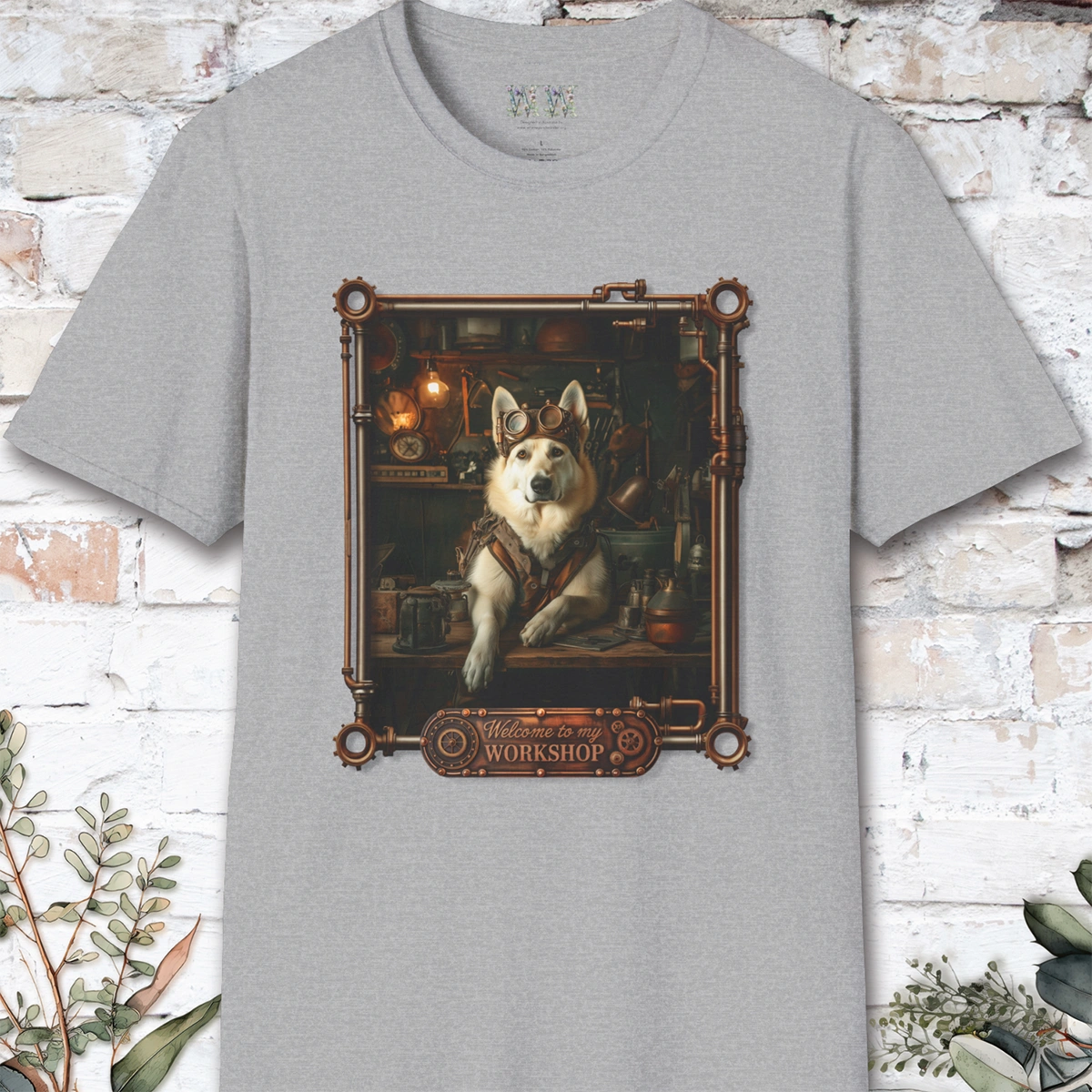 Steampunk White German Shepherd Unisex T shirt