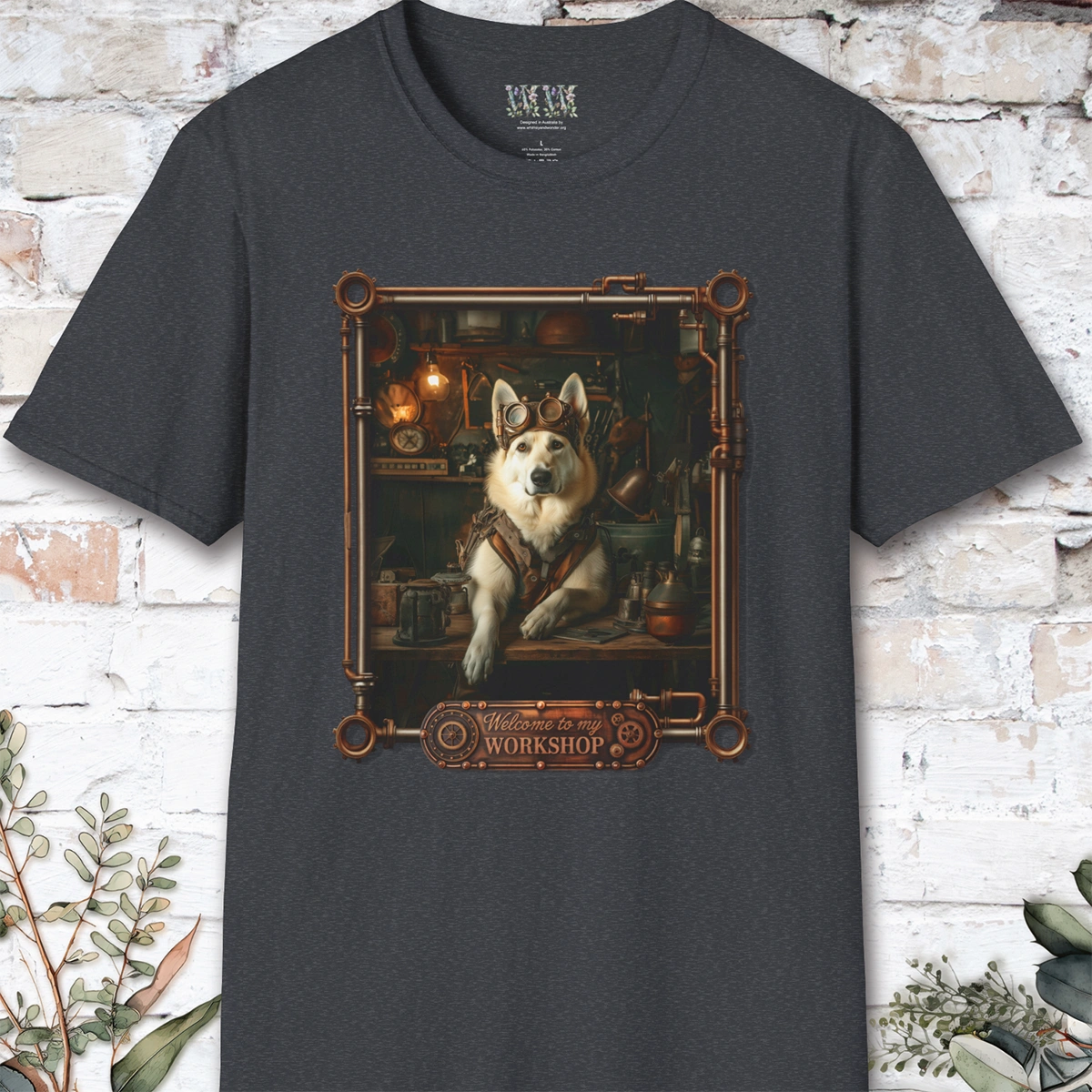 Steampunk White German Shepherd Unisex T shirt