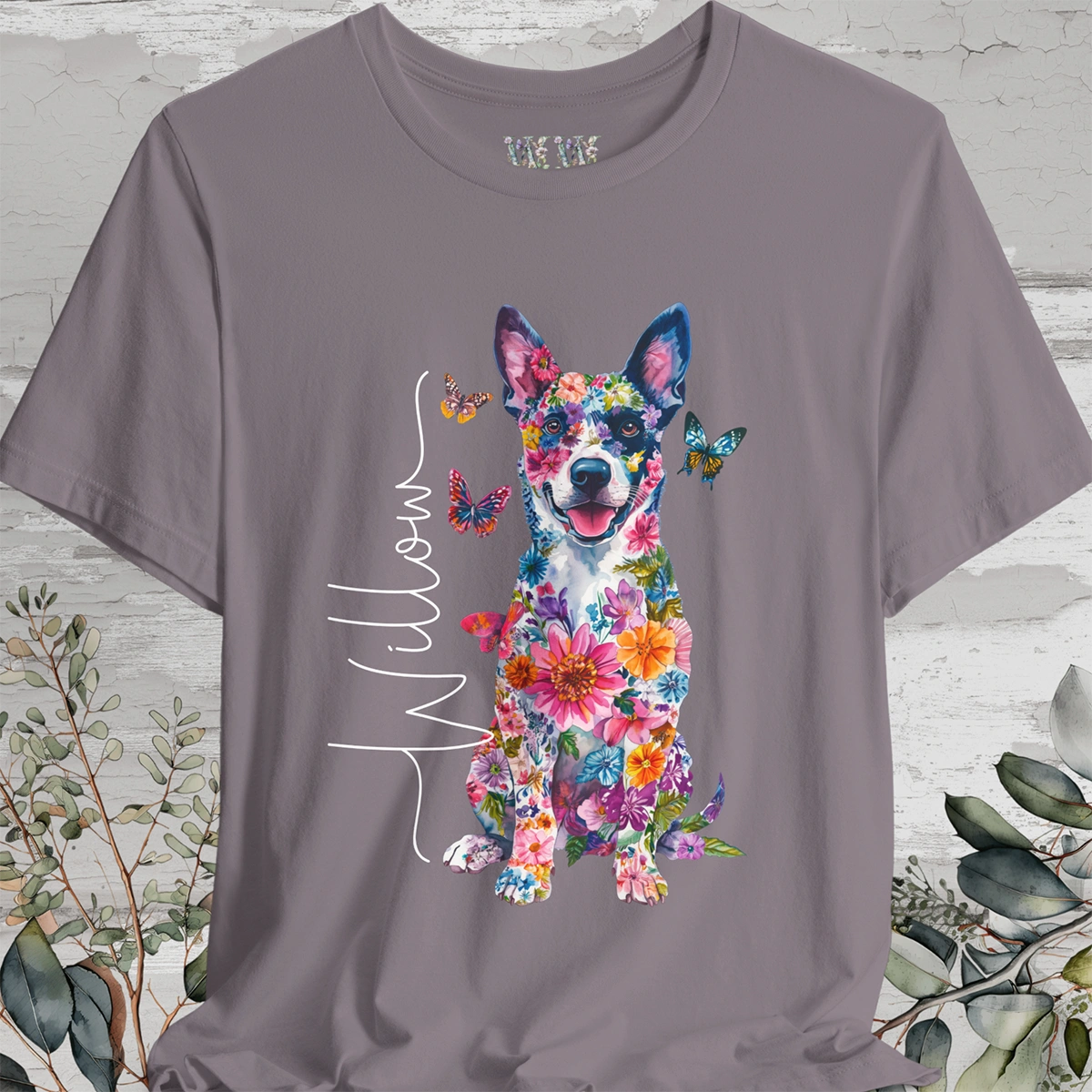 Australian Cattle Dog (Blue Heeler ) Floral Personalized T shirt