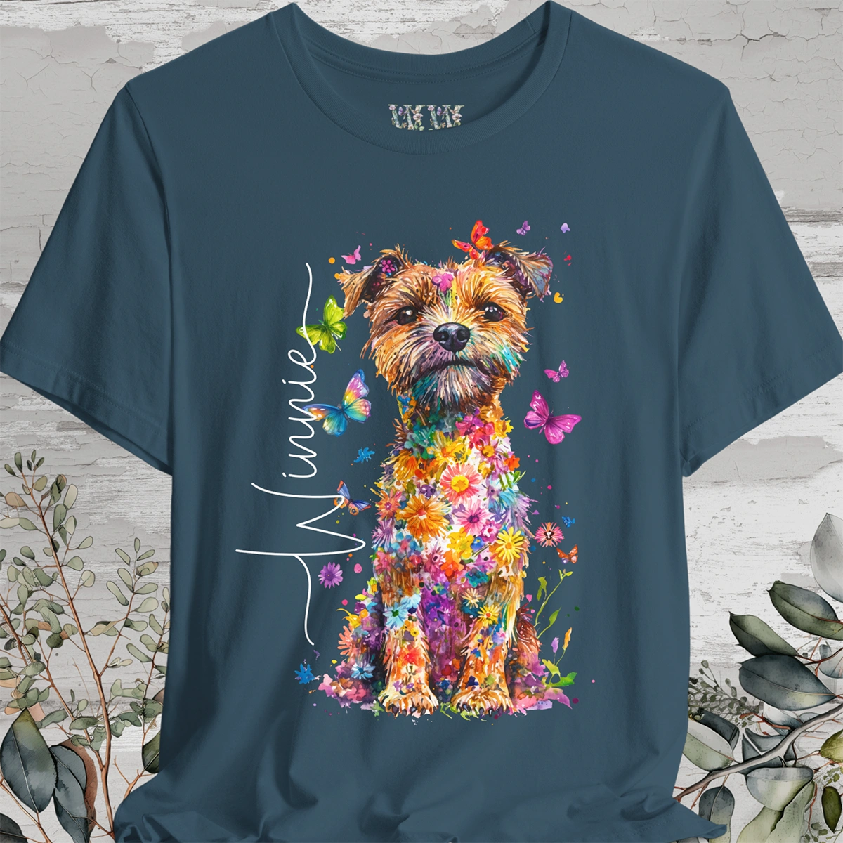 Border Terrier #1 Floral Personalized T shirt