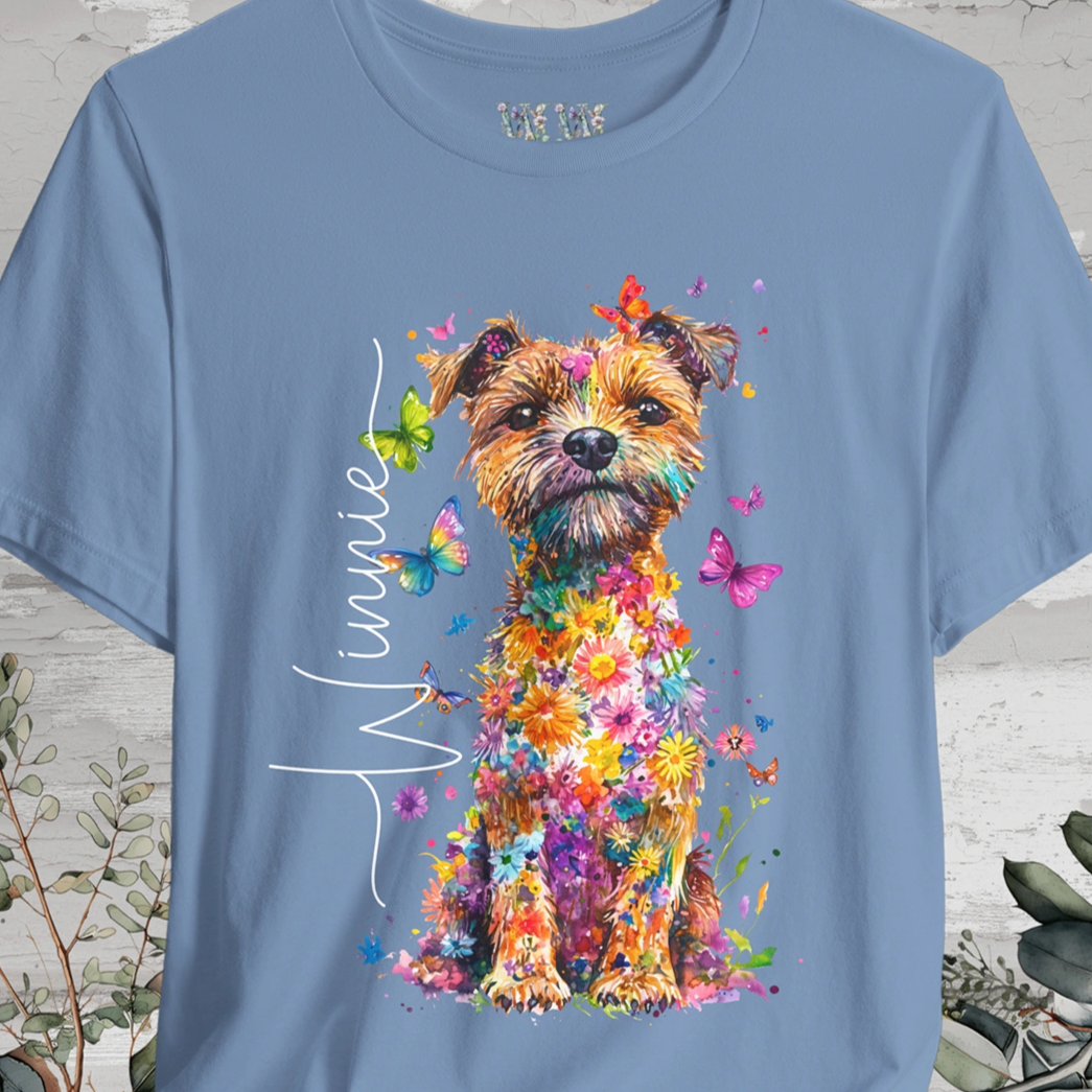 Border Terrier #1 Floral Personalized T shirt