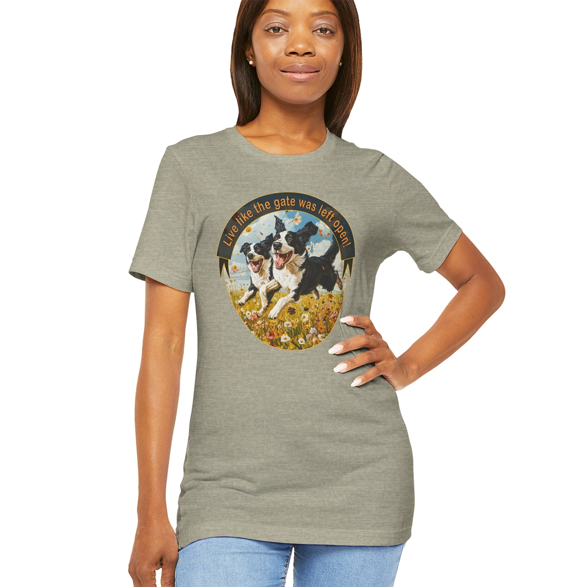 Border Collie, Duo 'Live like the gate was left open' T shirt