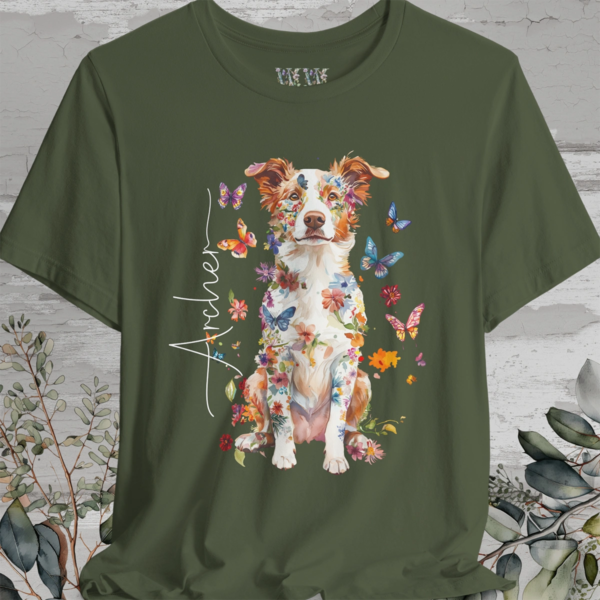 Border Collie Red Merle #3 Floral Personalized T shirt