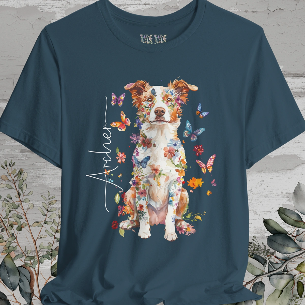Border Collie Red Merle #3 Floral Personalized T shirt