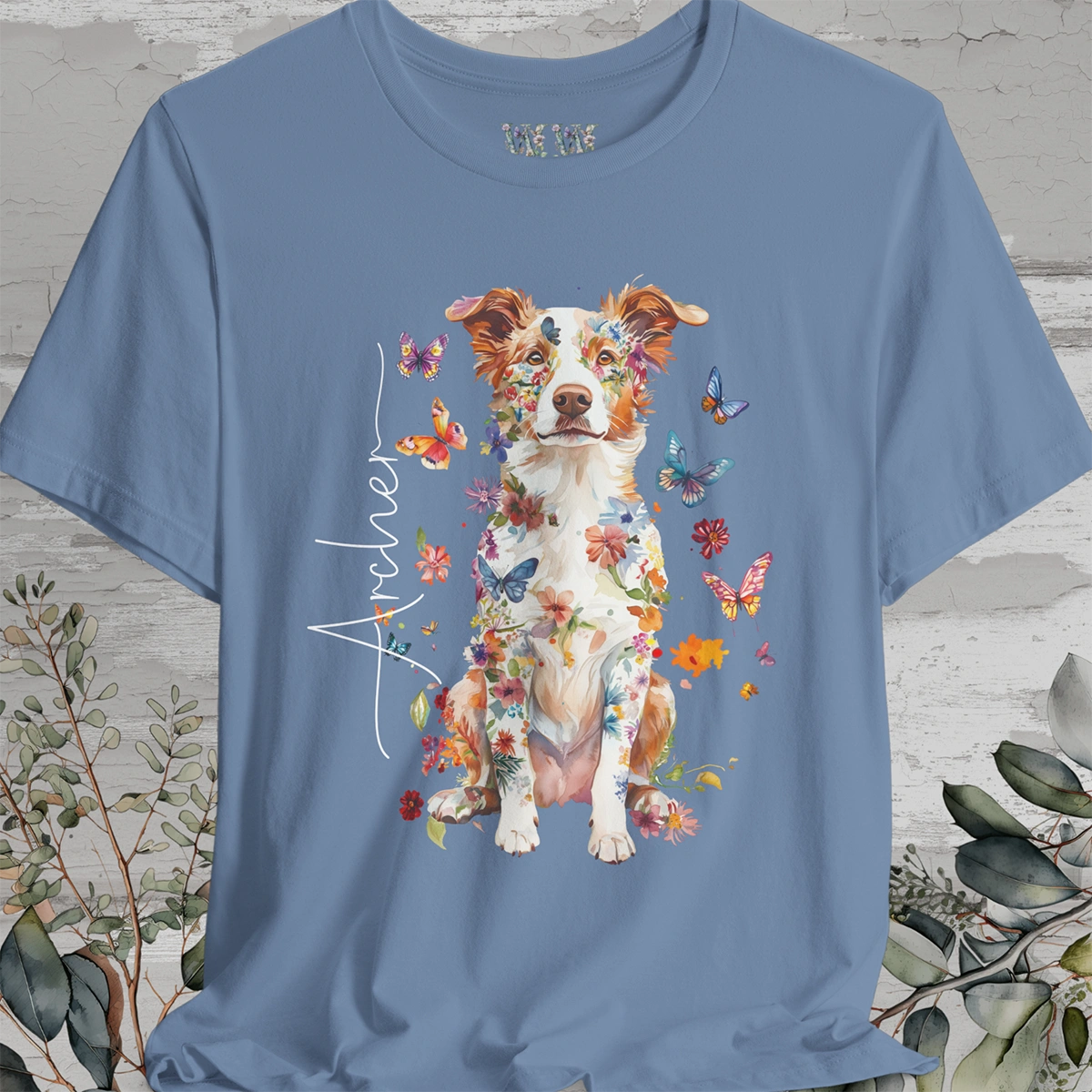 Border Collie Red Merle #3 Floral Personalized T shirt