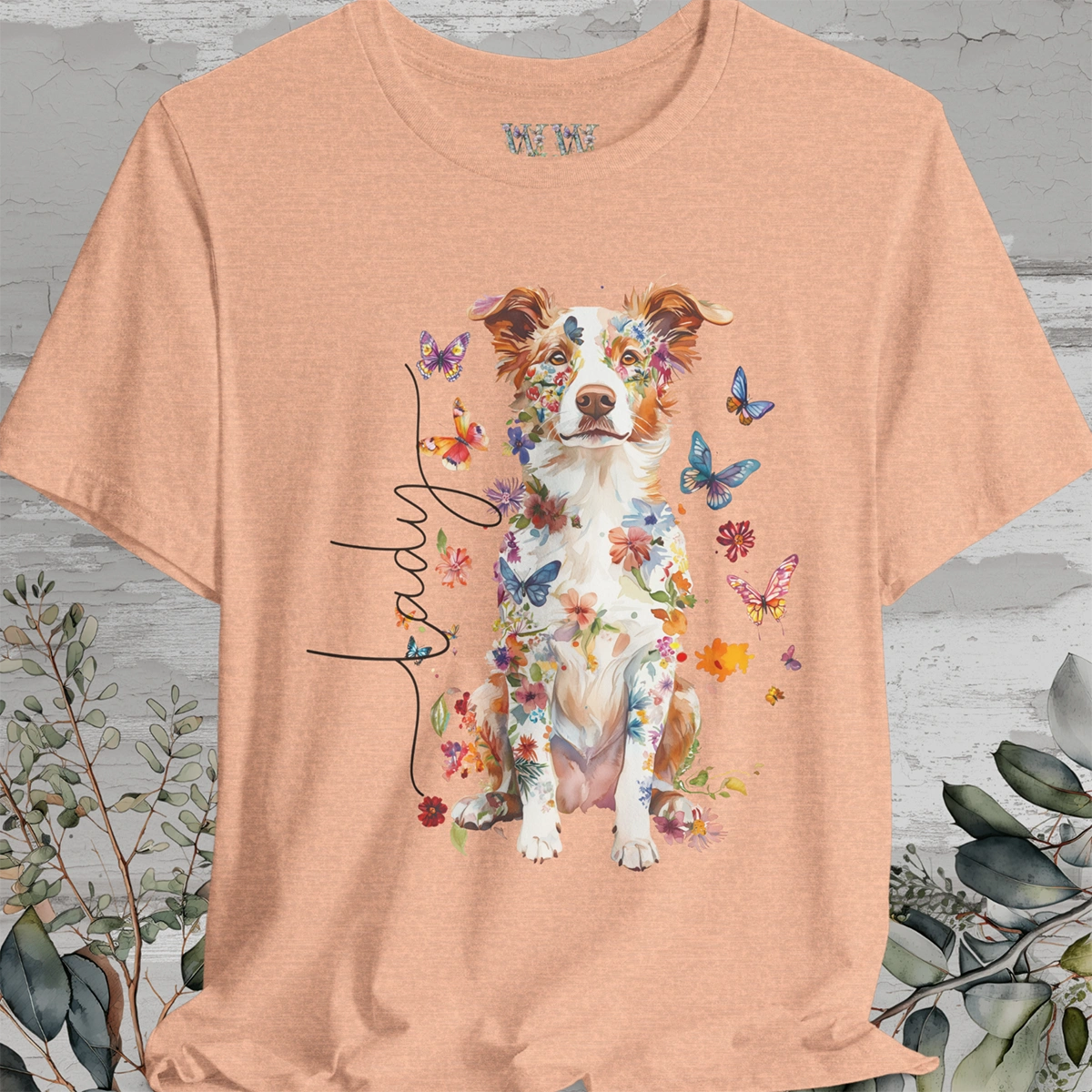 Border Collie Red Merle #3 Floral Personalized T shirt