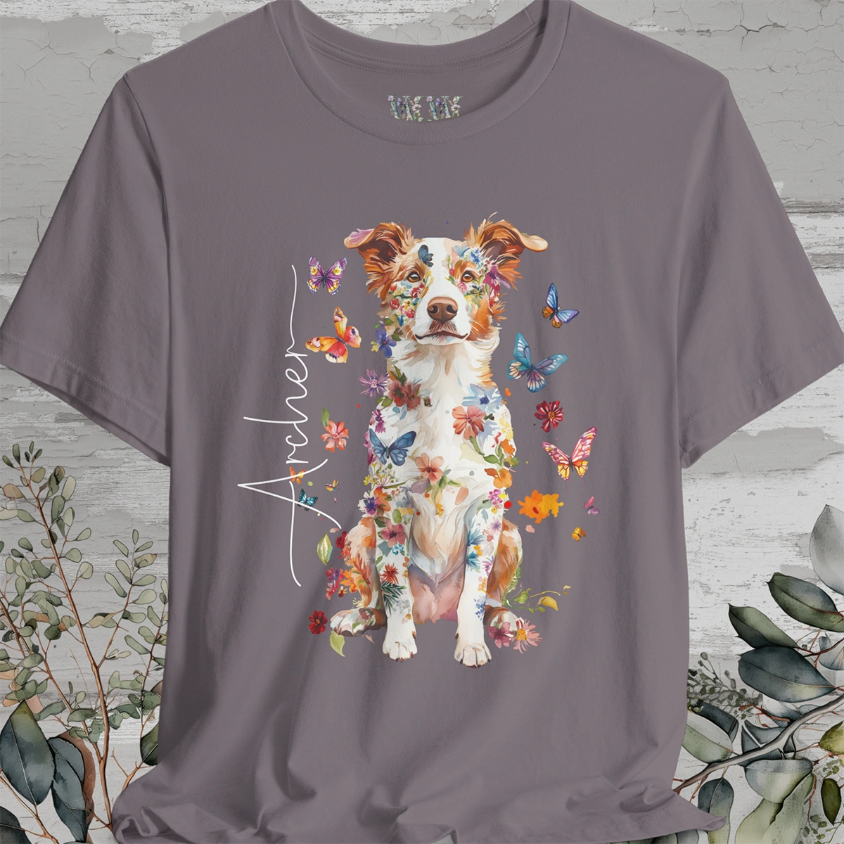 Border Collie Red Merle #3 Floral Personalized T shirt