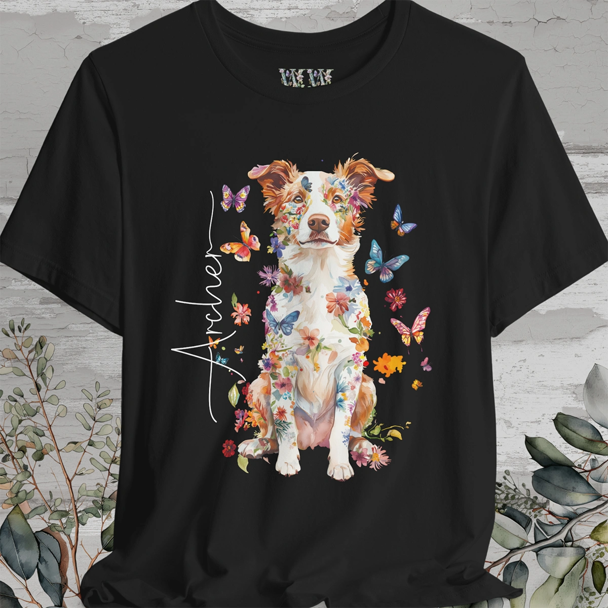 Border Collie Red Merle #3 Floral Personalized T shirt