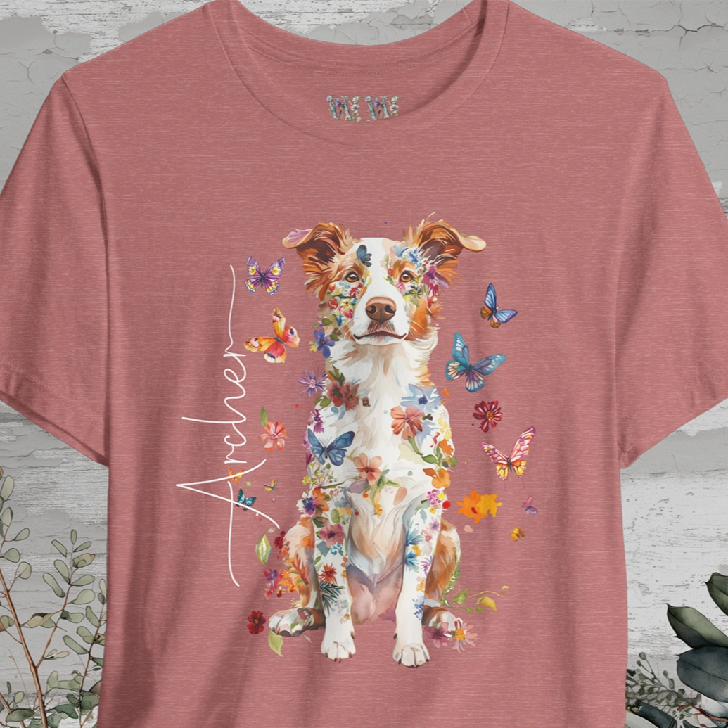Border Collie Red Merle #3 Floral Personalized T shirt
