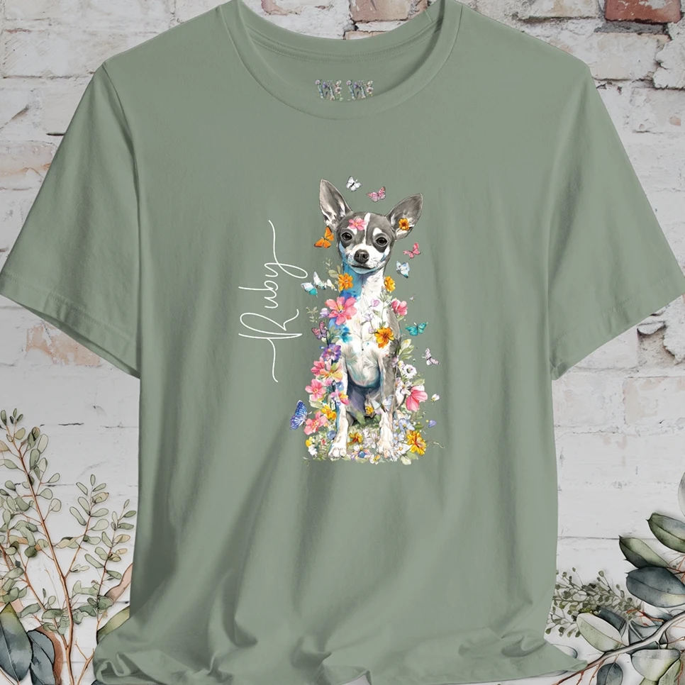 Chihuahua Mix Floral Personalized T shirt