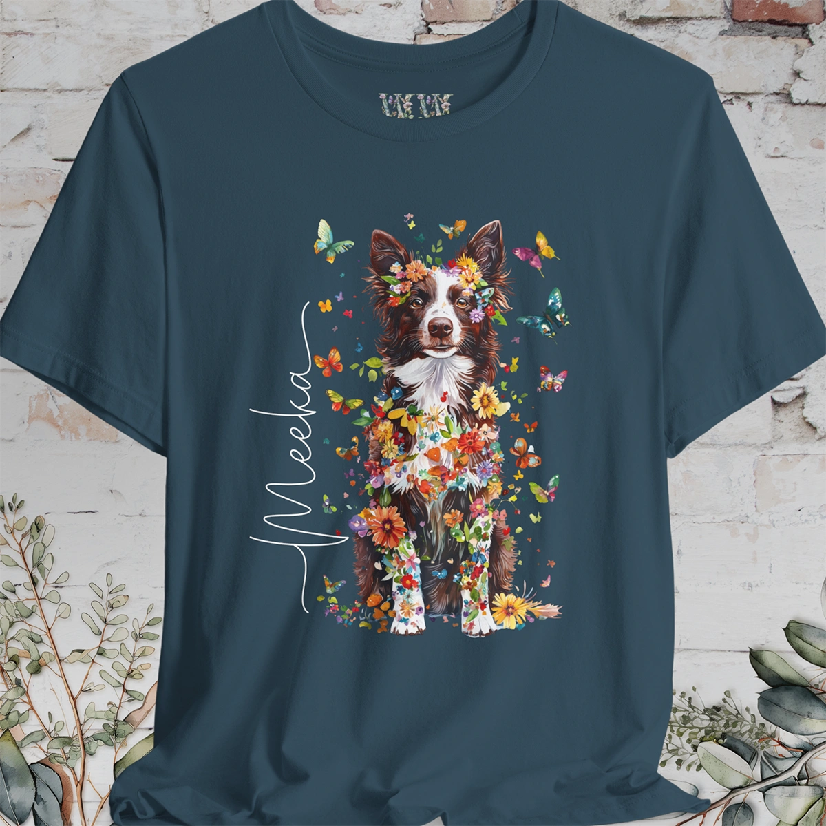 Chocolate Border Collie Personalised Unisex T shirt