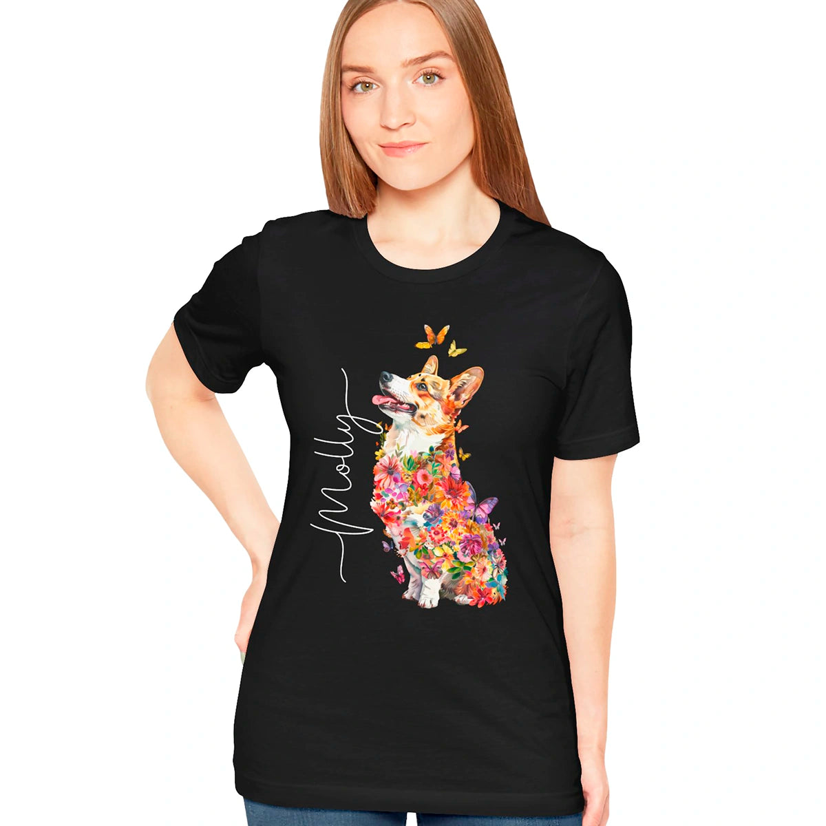 Corgi #1 Floral Personalized T shirt