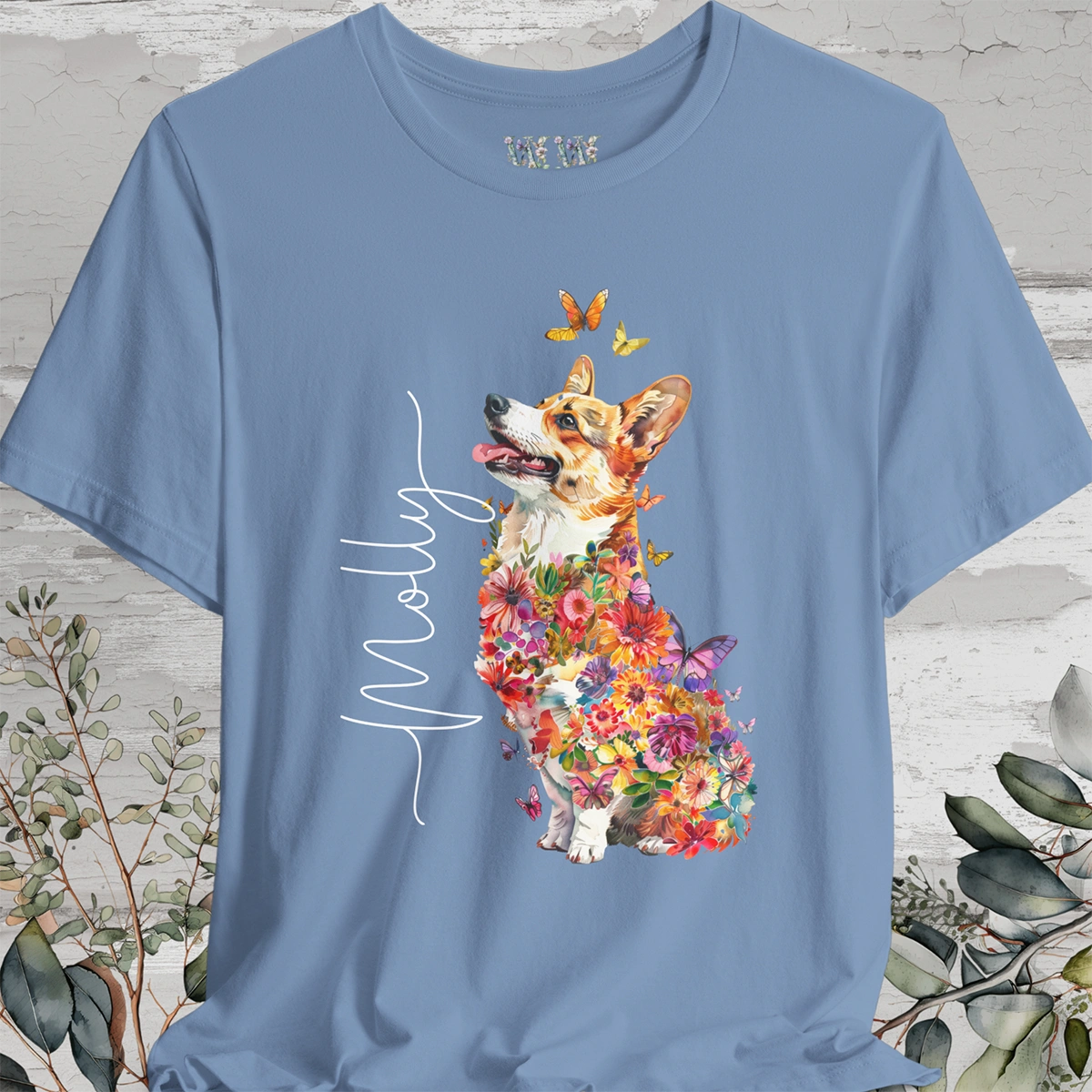 Corgi #1 Floral Personalized T shirt