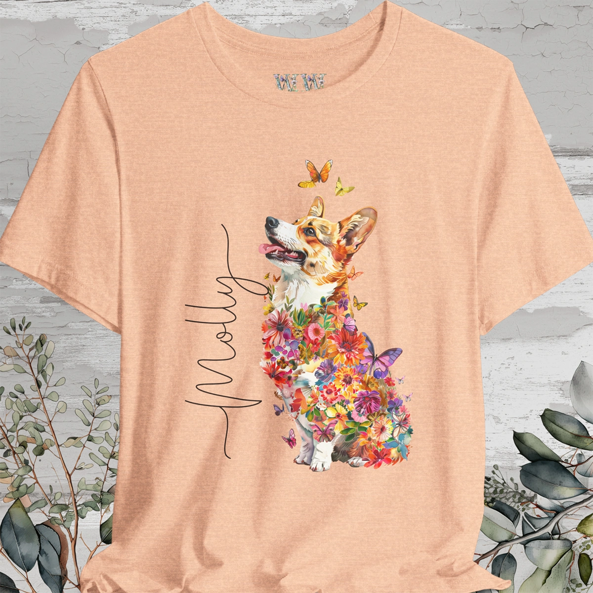 Corgi #1 Floral Personalized T shirt