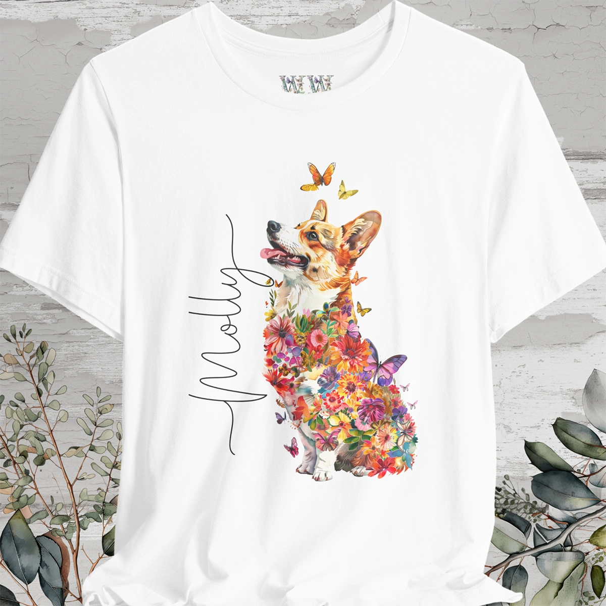 Corgi #1 Floral Personalized T shirt