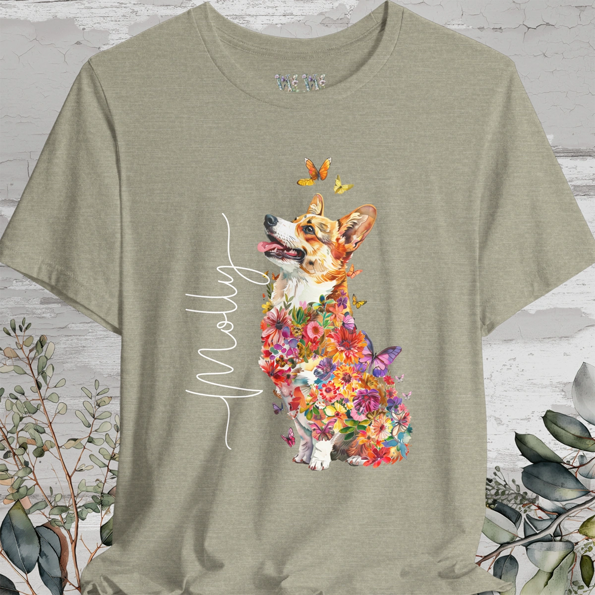 Corgi #1 Floral Personalized T shirt