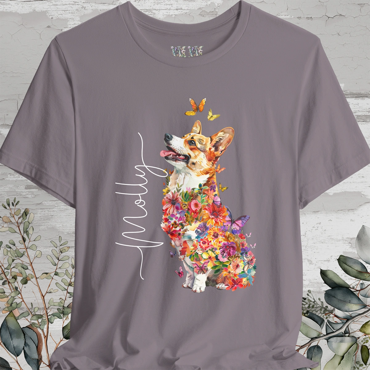 Corgi #1 Floral Personalized T shirt