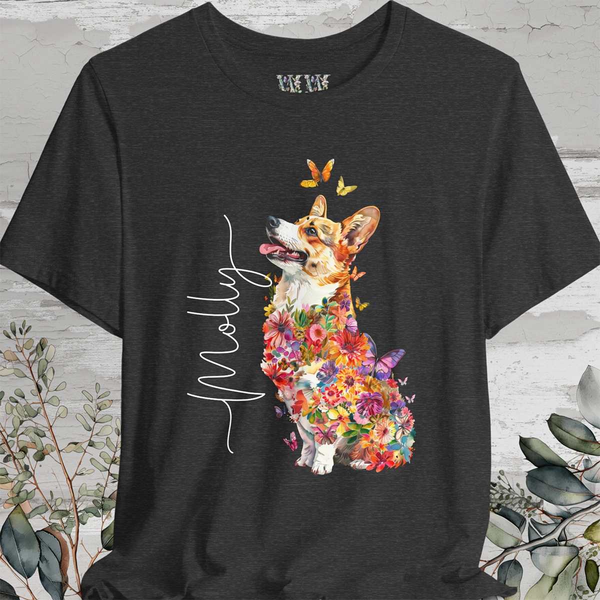Corgi #1 Floral Personalized T shirt