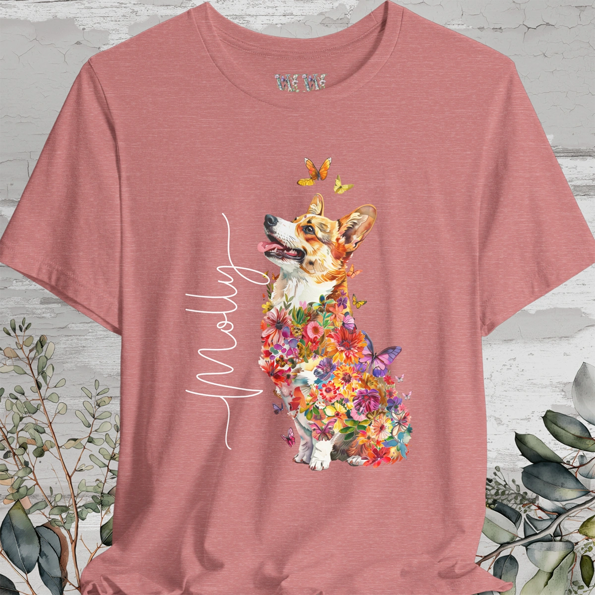 Corgi #1 Floral Personalized T shirt