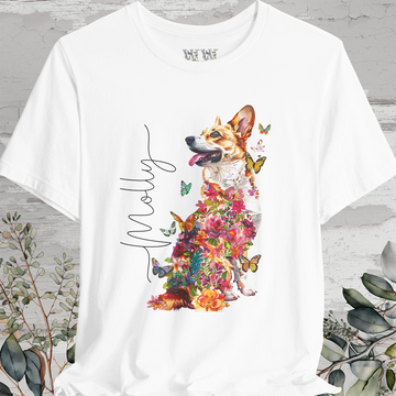 Corgi #2 Floral Personalized T shirt