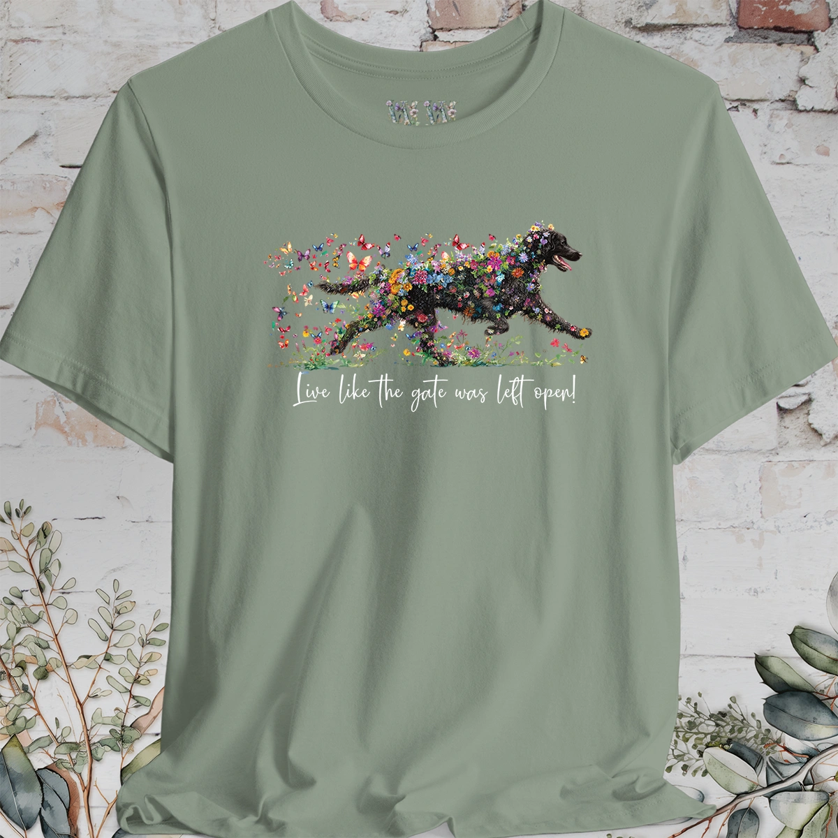 Curly Coated Retriever #2 'Live like the gate was left open' T shirt