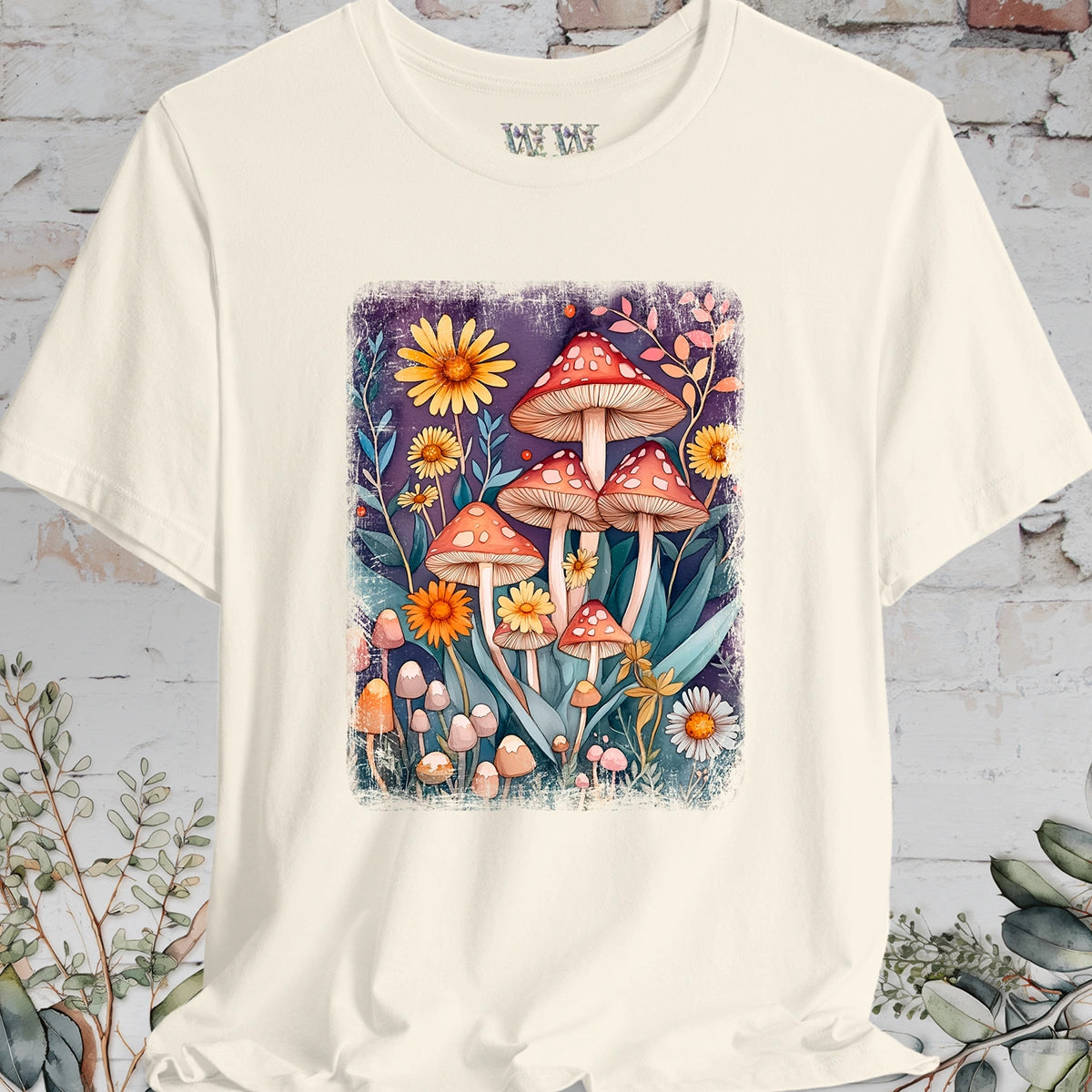 Floral Mushroom #1 unisex T shirt