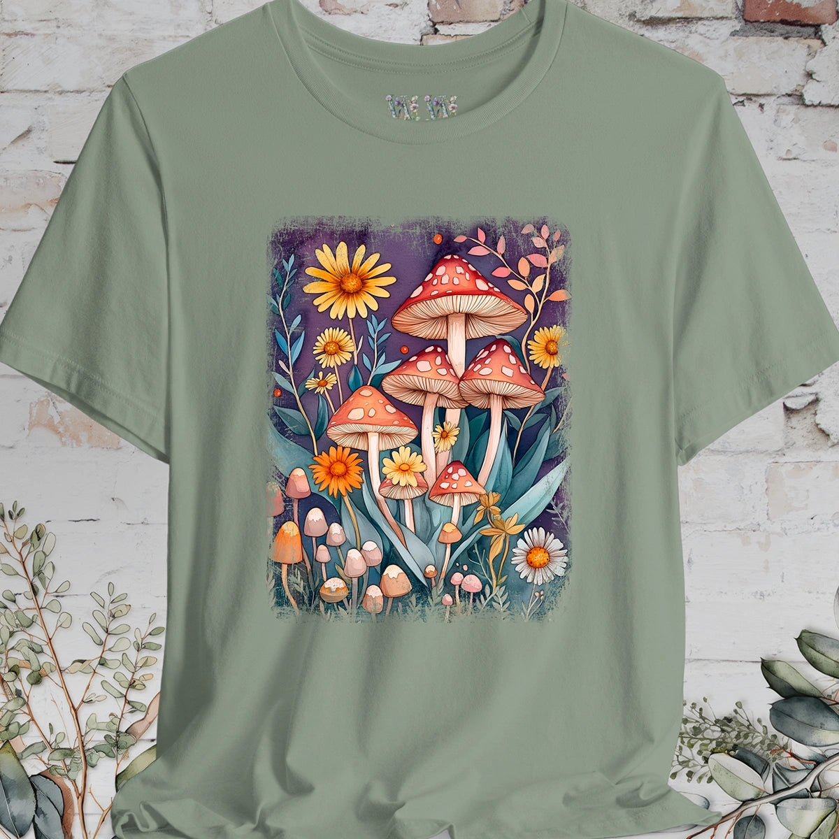 Floral Mushroom #1 unisex T shirt