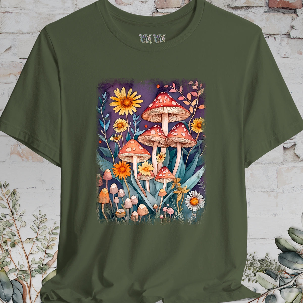 Floral Mushroom #1 unisex T shirt