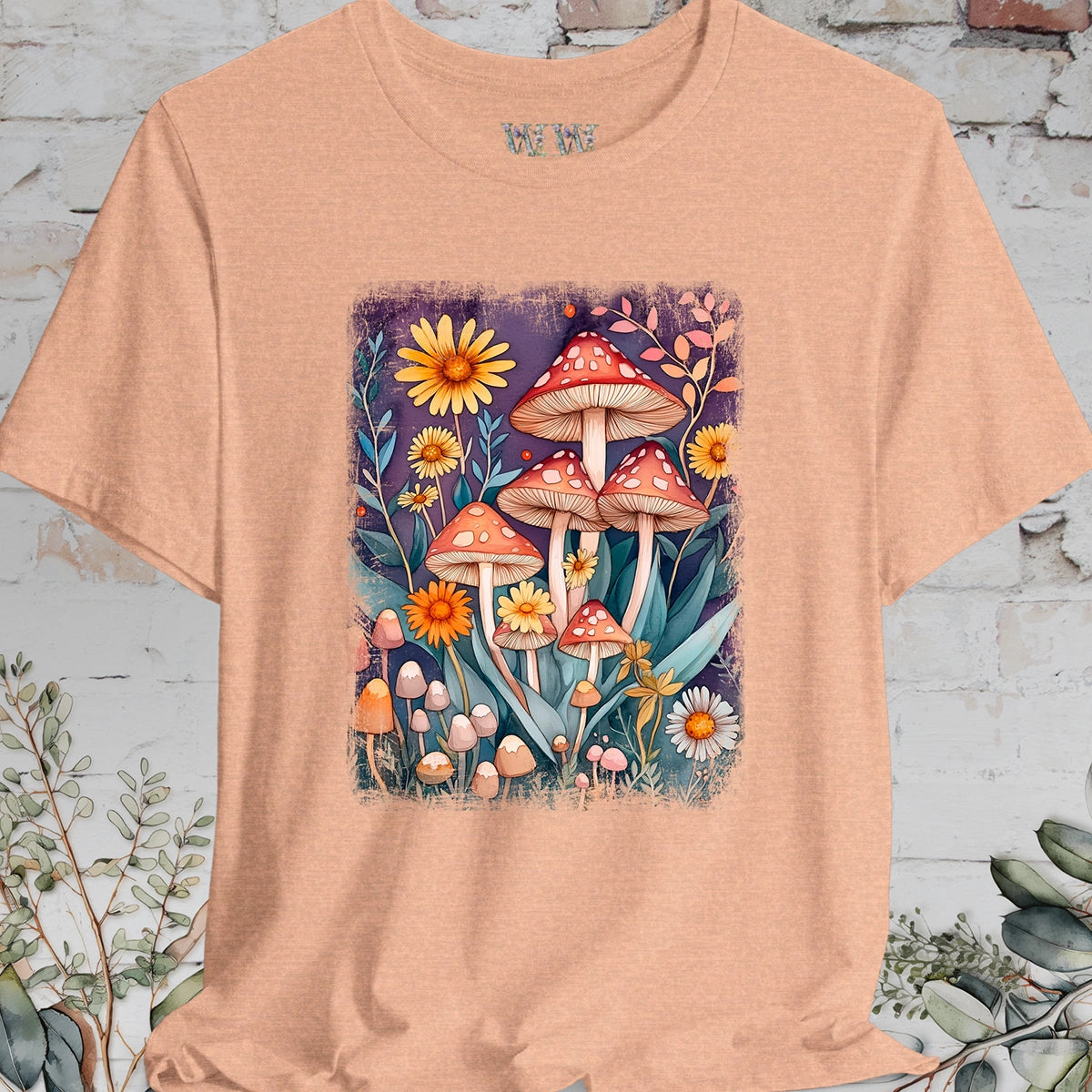 Floral Mushroom #1 unisex T shirt