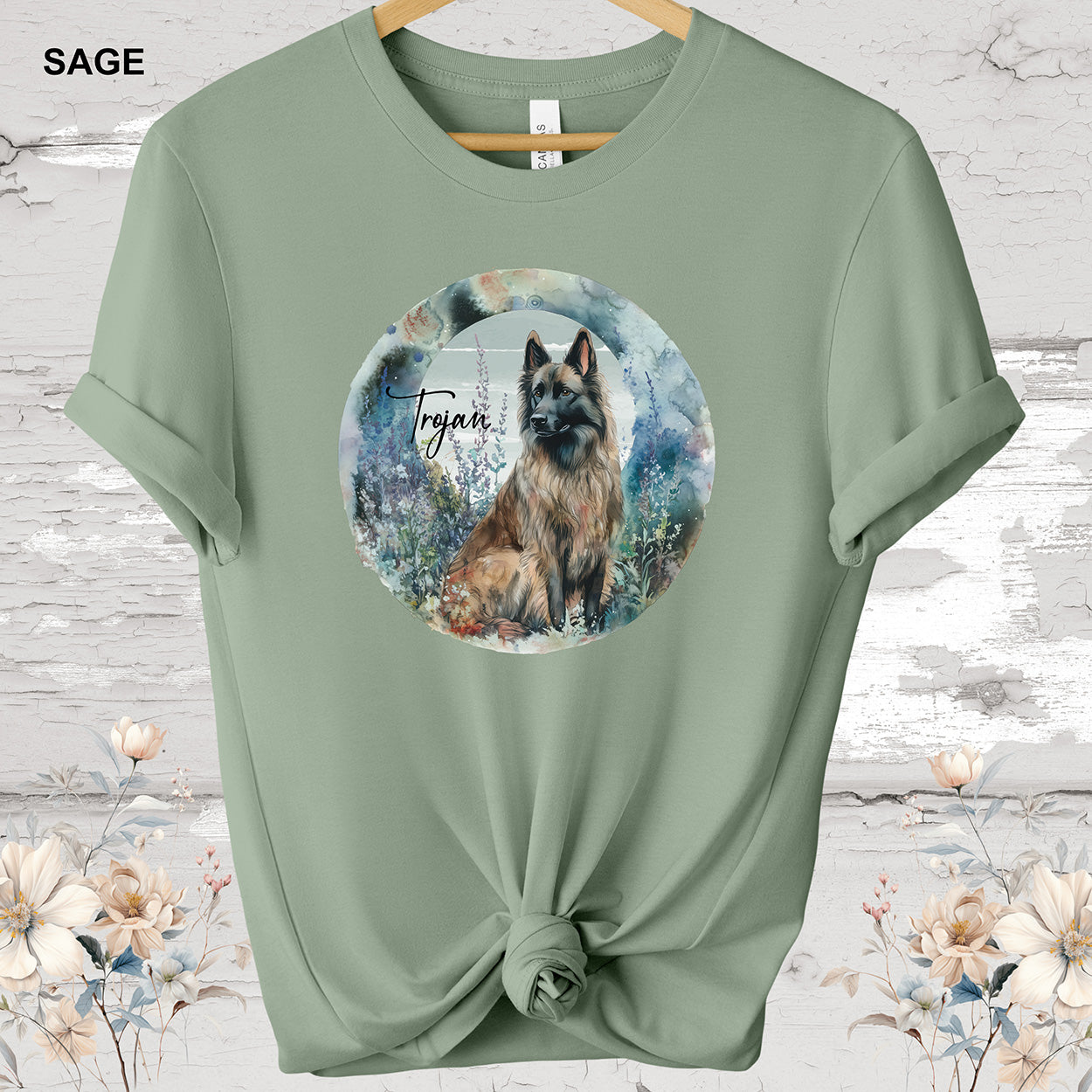 German Shepherd Cottage Garden #3 T-shirt.