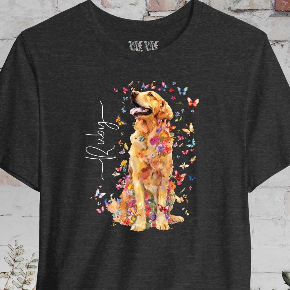 Golden Retriever #5 Floral Butterfly T shirt – Whimsy and Wonder