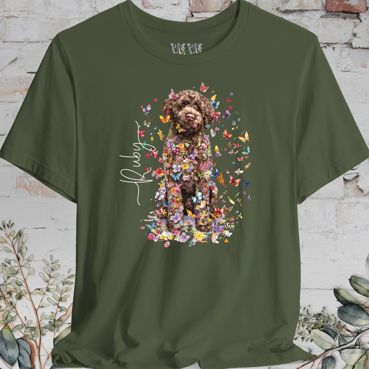 Lagotto Romagnolo #1 Floral Personalized T shirt