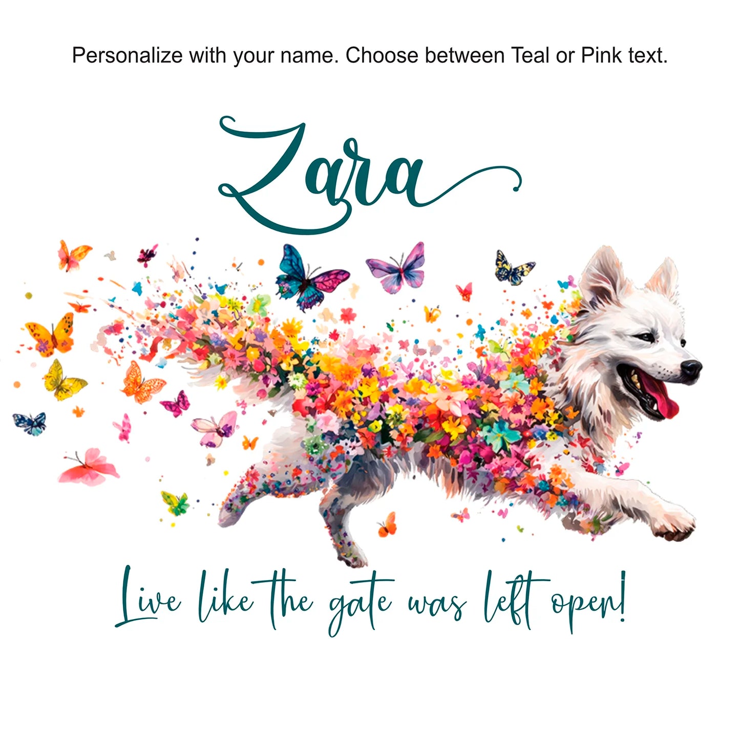 Water Bottle, Personalized, Samoyed "Live like the gate was left open". 2 sizes
