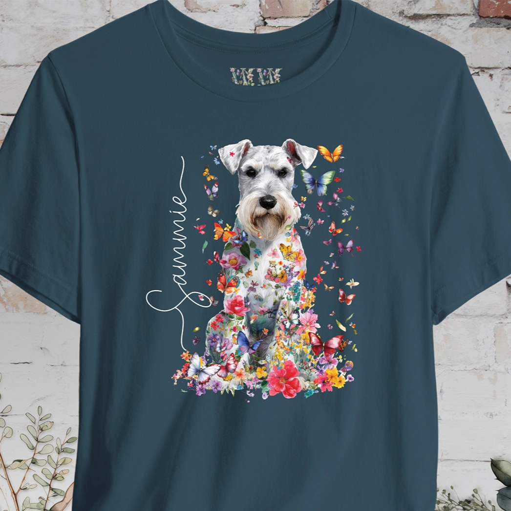 Schnauzer #2 Floral Butterfly personalized unisex T shirt