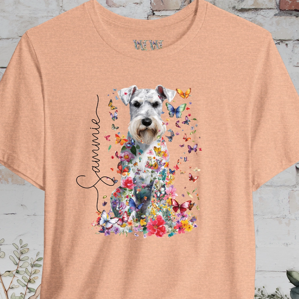 Schnauzer #2 Floral Butterfly personalized unisex T shirt