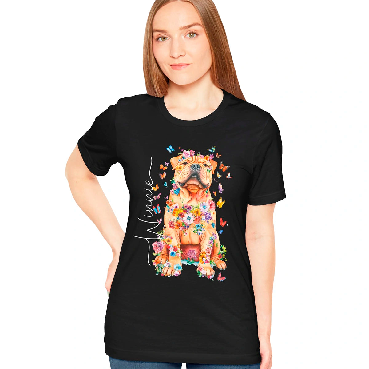 Shar Pei #2 Floral Personalized T shirt
