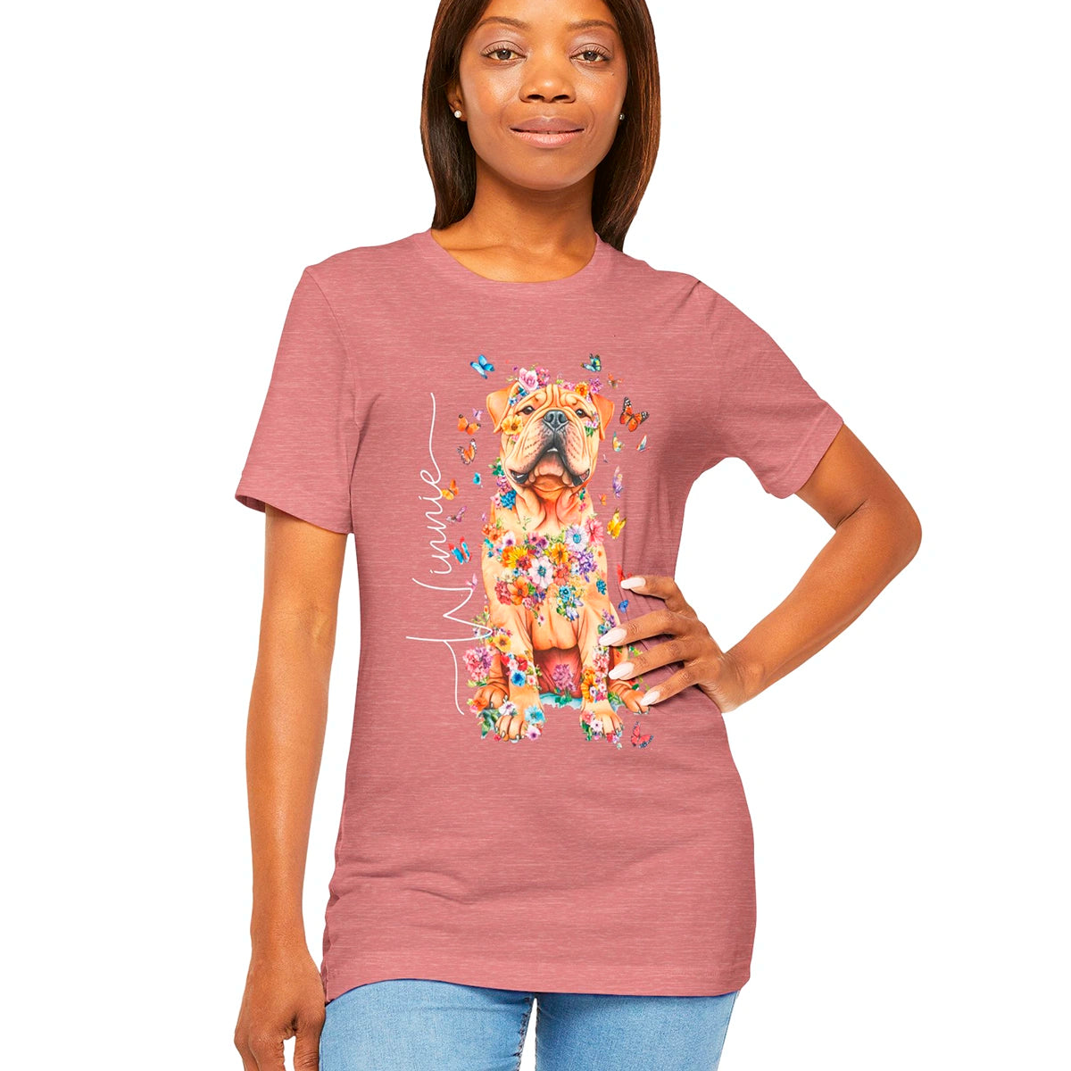 Shar Pei #2 Floral Personalized T shirt