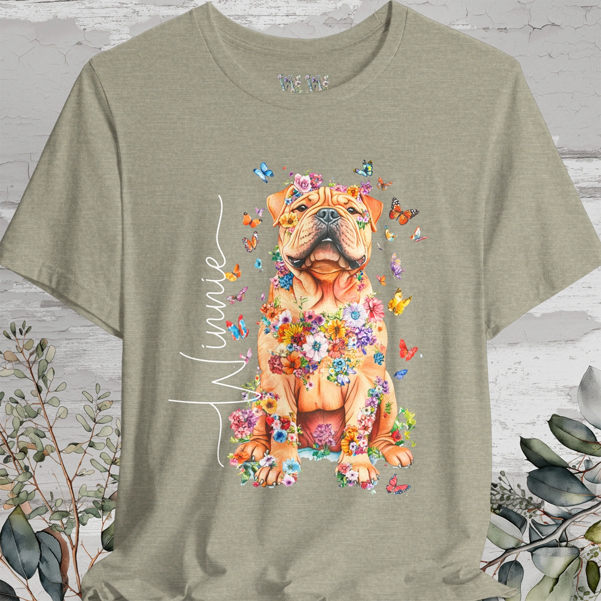 Shar Pei #2 Floral Personalized T shirt