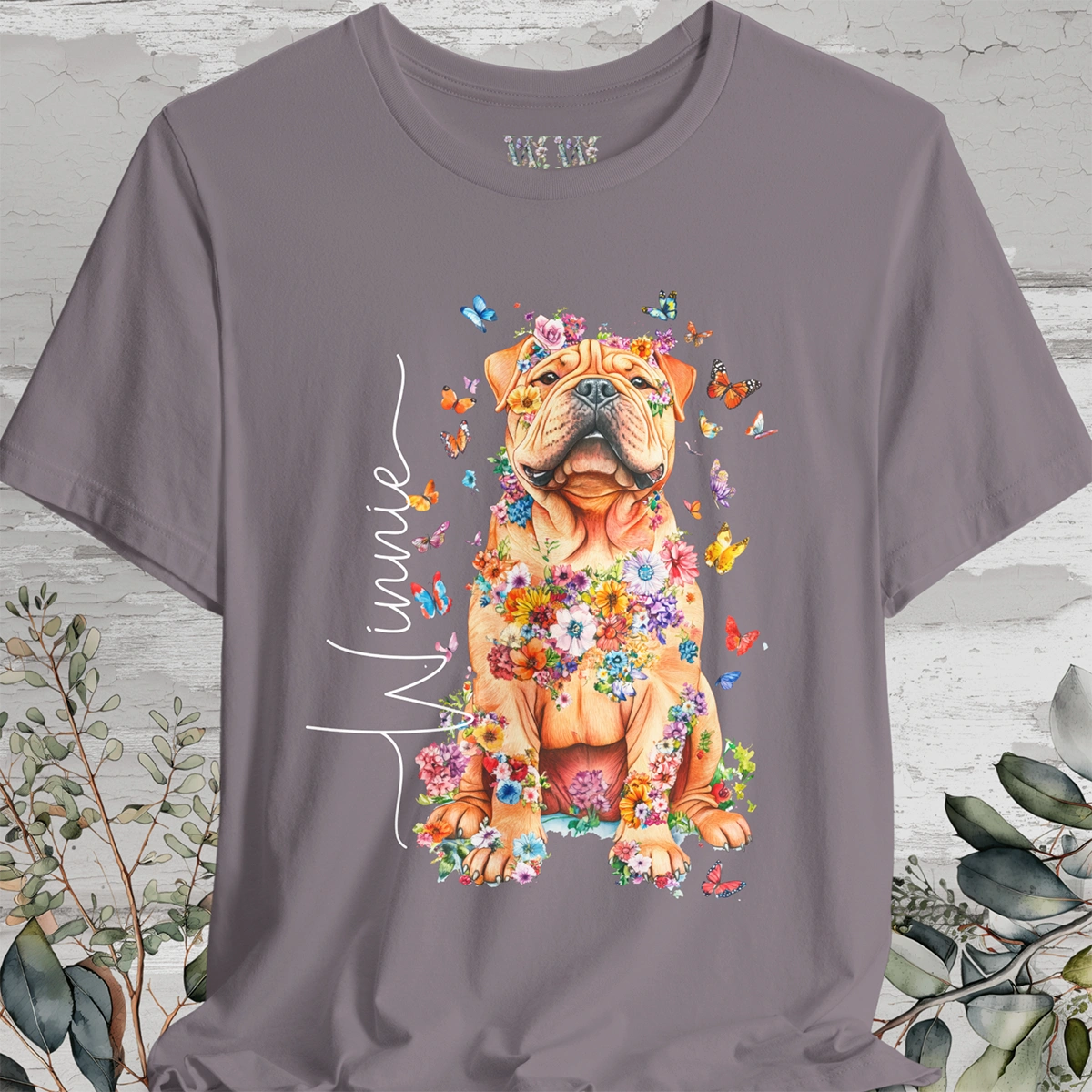 Shar Pei #2 Floral Personalized T shirt
