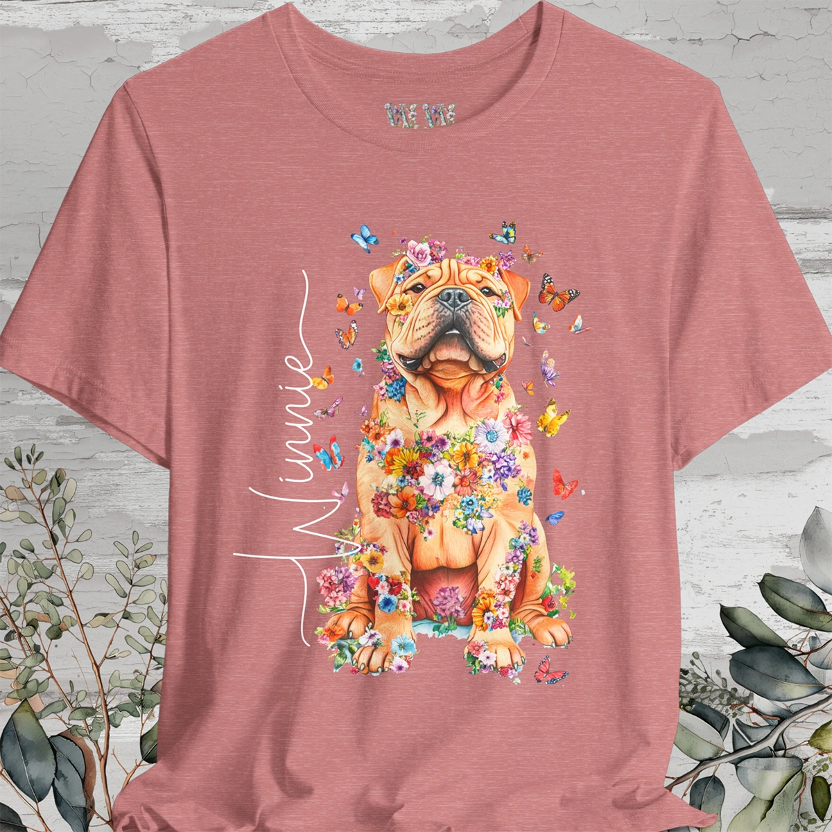 Shar Pei #2 Floral Personalized T shirt